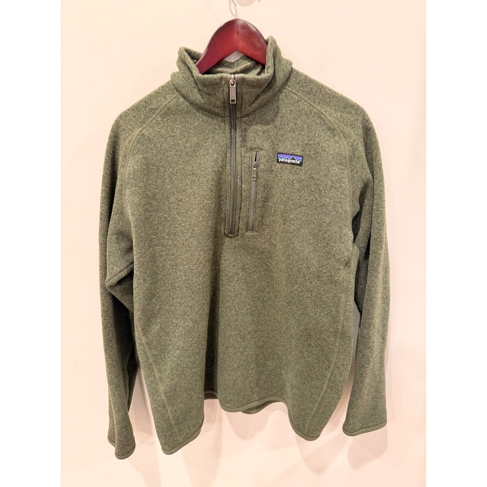Patagonia Mens Better‎ Sweater 1/4 Zip Fleece Pullover Olive Green Large 25523